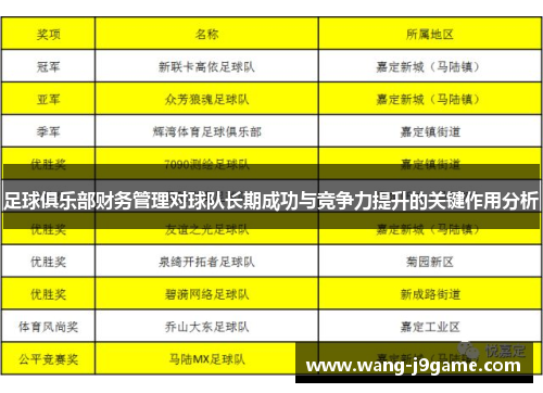 足球俱乐部财务管理对球队长期成功与竞争力提升的关键作用分析 足球俱乐部财务管理对球队长期成功与竞争力提升的关键作用分析